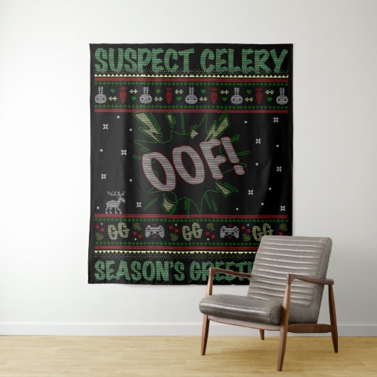 Tenture Chandail de Noël moche Suspect Celery™ (En situation)