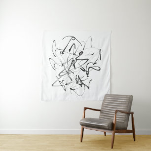 Tenture Chaos à l'encre – Abstraction de ligne expressive