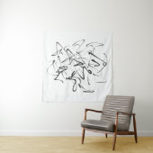 Tenture Chaos en encre - Expressive Line Abstraction (En situation (horizontale))