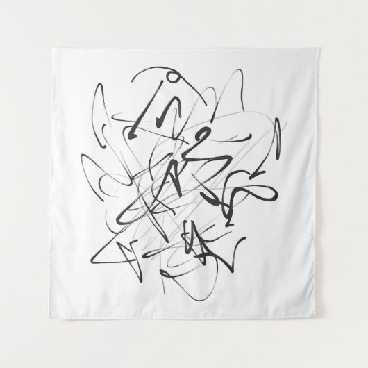 Tenture Chaos en encre - Expressive Line Abstraction (Devant)