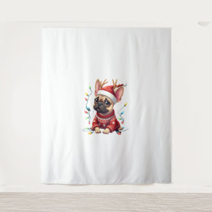 Tenture Chapeau de Santa drôle de chien bouledogue françai