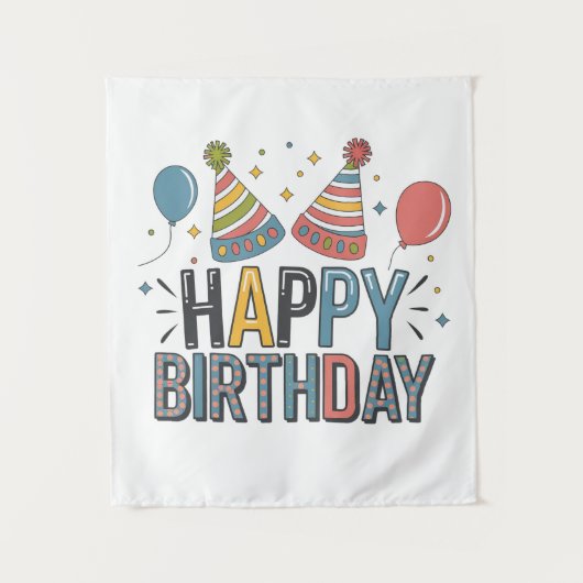 Tenture Chapeaux de fête d'anniversaire joyeux (Devant)