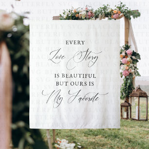 Tenture Chaque Histoire d'Amour Est Belle Fond de Mariage