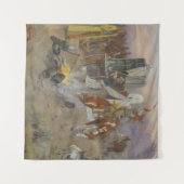 Tenture Charles M Russell - Bronc au camp de vache (Devant (Horizontal))