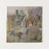 Tenture Charles M Russell - Bronc au camp de vache (Devant)