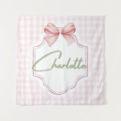 Tenture Charlotte Personnalisée Pink Bow & En vichy Print (Devant)