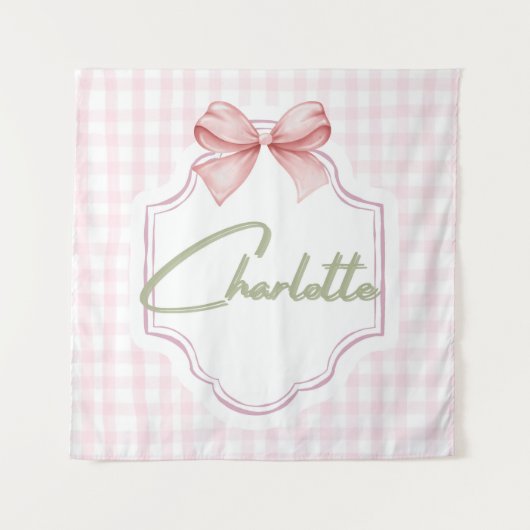 Tenture Charlotte Personnalisée Pink Bow & En vichy Print (Devant)