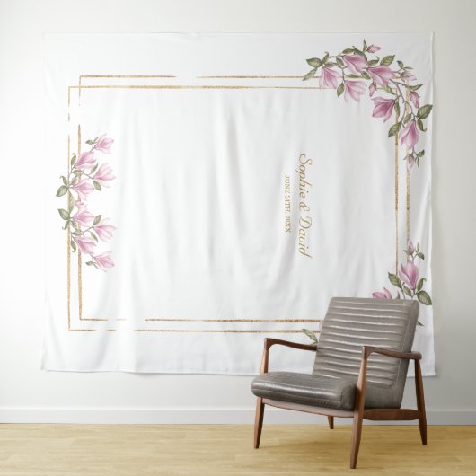 Tenture Charmant Magnolia Bloom Photobooth Mariage (En situation (horizontale))