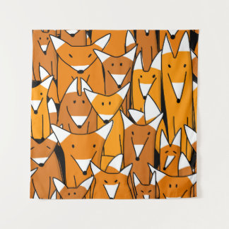 Tenture Charmante famille Fox : Motif animal joueuse
