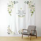 Tenture Charme Fleurs blanches 1er Anniversaire Prop de ba (En situation)