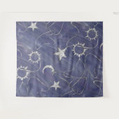 Tenture Charme Mystique | Étoiles Lune Argent Amulette Sol (Devant (Horizontal))