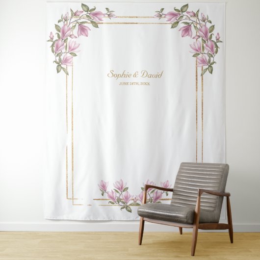 Tenture Charming Magnolia Bloom Photo Booth Mariage (En situation)