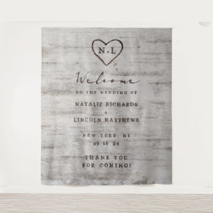 Tenture Charrettes sculptées Rustique Birch Mariage Bienve