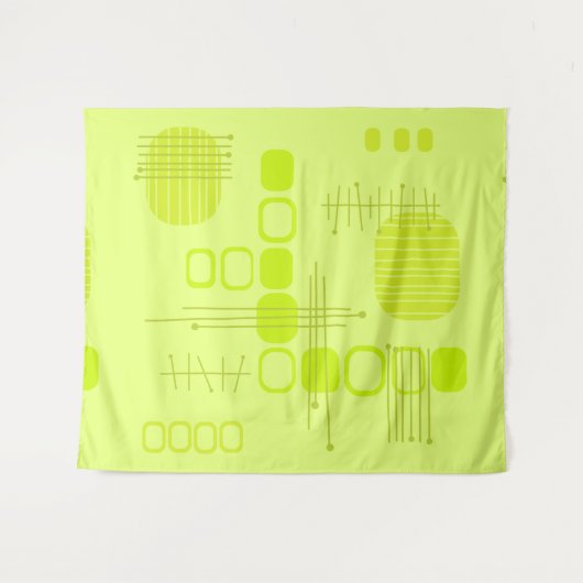 Tenture Chartreuse Abstraite en tissu d'écorce atomique (Devant (Horizontal))