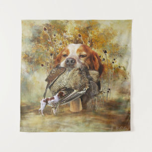 Tenture Chasse à la bécasse avec Bretagne Spaniel