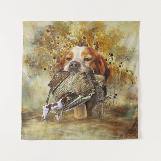 Tenture Chasse à la bécasse avec Bretagne Spaniel (Devant)