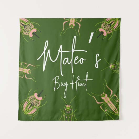 Tenture Chasse aux insectes Fête d'anniversaire dessinée à (Devant)