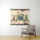 TENTURE CHASSE BESTIAIRE MÉDIÉVALE, CHAT, OISEAU, FALCON (En situation (horizontale))