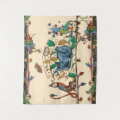 TENTURE CHASSE BESTIAIRE MÉDIÉVALE, CHAT, OISEAU, FALCON (Devant)