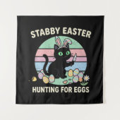 Tenture Chasse de Pâques aux œufs Chat drôle (Devant)