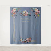 Tenture Châssis doré photo booth fleurs bleu poussiéreux r (Devant)