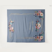 Tenture Châssis doré photo booth fleurs rose bleu poussiér (Devant (Horizontal))
