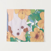 Tenture Chat adorable avec des fleurs (Devant (Horizontal))