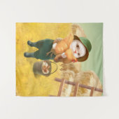 Tenture Chat adorable avec Hen à la ferme (Devant (Horizontal))