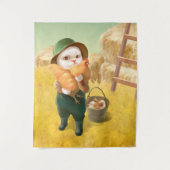 Tenture Chat adorable avec Hen à la ferme (Devant)