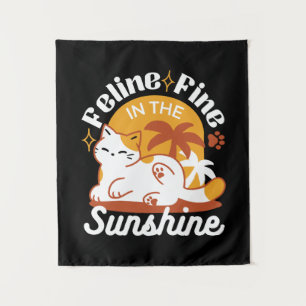 Tenture Chat adorable se relaxer au soleil - Animal de com