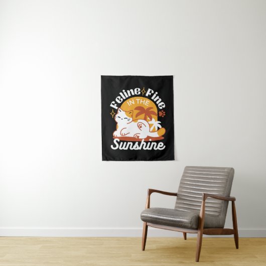 Tenture Chat adorable se relaxer au soleil - Animal de com (En situation)