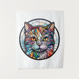 Tenture Chat Animal Portrait Vitrail Faune Animaux Animaux