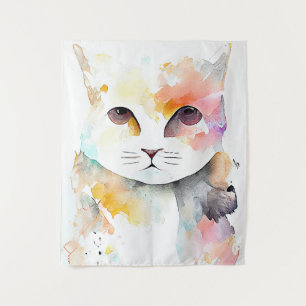 Tenture Chat Animaux Animaux Nature Aquarelle Peinture Art