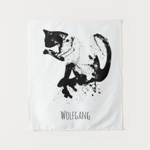 Tenture Chat aquarelle, Chat noir, Minimal, Noir & Blanc
