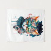 Tenture Chat aquarelle en style steampunk (Devant (Horizontal))