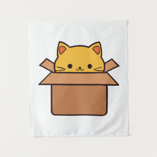 Tenture Chat assis à l'intérieur du carton