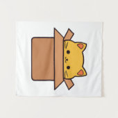Tenture Chat assis à l'intérieur du carton (Devant (Horizontal))