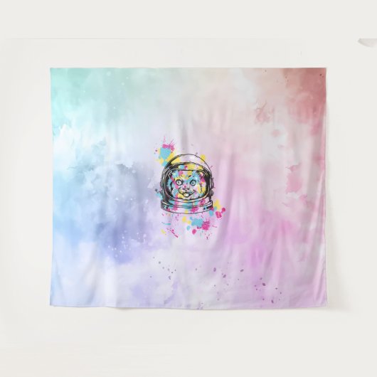 Tenture Chat astronaute (Devant (Horizontal))