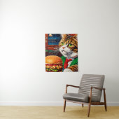 Tenture Chat at at the Diner Commande un Cheeseburger (En situation)