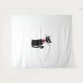 Tenture Chat Atomique avec chatte rose Chatte Fille Nettoy (Devant (Horizontal))
