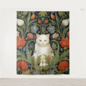 Tenture Chat blanc Art nouveau dans le jardin (Devant)