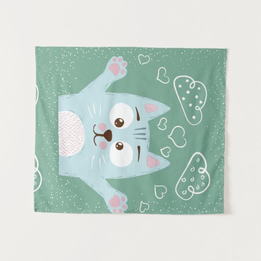 Tenture Chat caricature mignon (Devant (Horizontal))