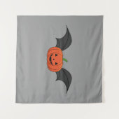 Tenture Chat Citrouille d'Halloween (Devant (Horizontal))