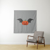 Tenture Chat Citrouille d'Halloween (En situation)