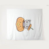 Tenture Chat Citrouille d'Halloween (Devant (Horizontal))