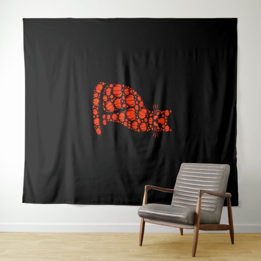 Tenture Chat Citrouille Jack-o'-lantern Halloween Hommes F (En situation (horizontale))