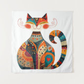 Tenture Chat d'art populaire coloré (Devant)