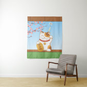 Tenture Chat de calicot chanceux japonais, Maneki Neko (En situation)