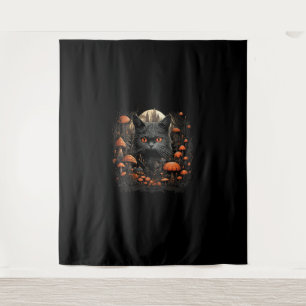 Tenture Chat de champignons Cottagecore Goth esthétique Ar