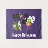 Tenture Chat de Cute Halloween, bat, mummy et ghost (Devant (Horizontal))